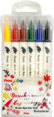 Pentel ecsettoll kétvégű Twin Brush Pen 6 db-os szett